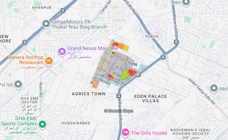 Etihad Town Lahore map and layout plan